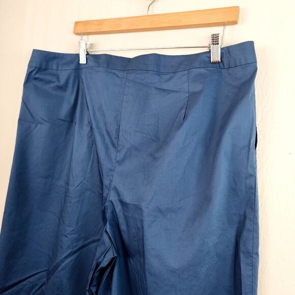 Misook Blue Pleated Wide Leg Trouser Pants | High Rise | Lightweight Knit | XL - Picture 7 of 10